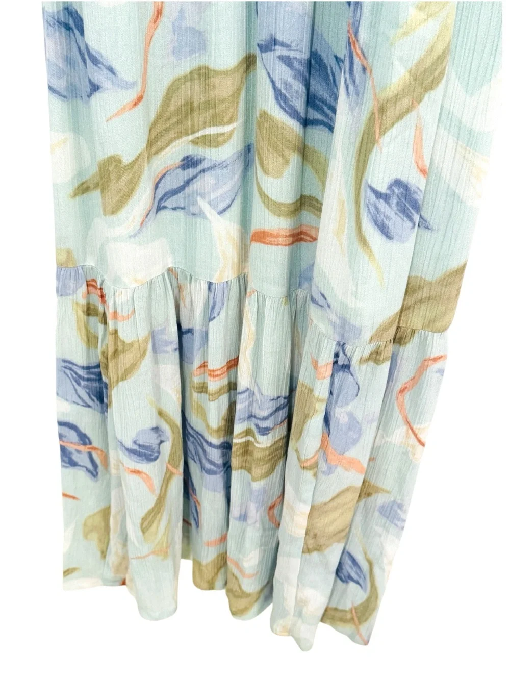 Abercrombie & Fitch NWT Easy Waist Lt Green Tiered MidMaxi Dress Floral Romantic
